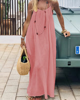 Women's Solid Color Backless Cami Dress